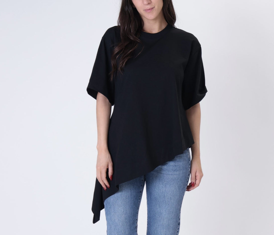 T-shirt asimmetrica UAB0384 NERO VICOLO 