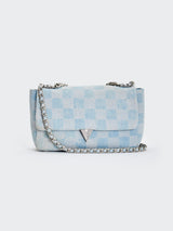 VICOLO borsa in denim con catena Azzurro