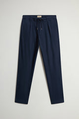 WOOLRICH pantaloni milton in cotone e lino Blu