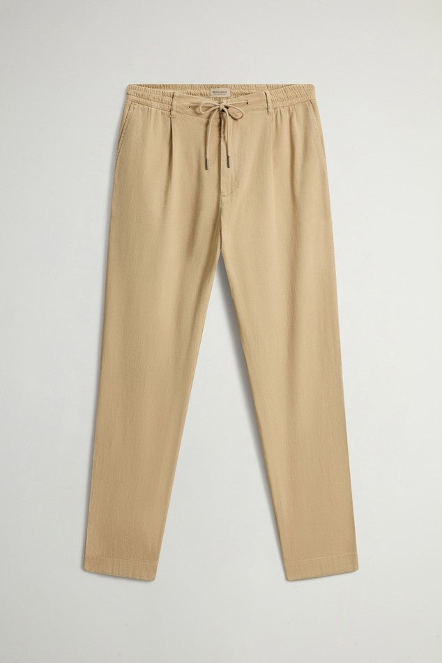 pantaloni milton in cotone e lino CFWOTR2027MRUT5288 7436 WOOLRICH 