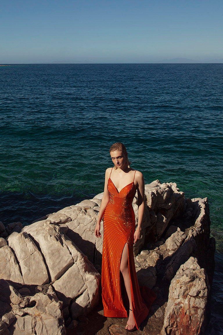abito elegante allure A4208 RUST ALLURE 
