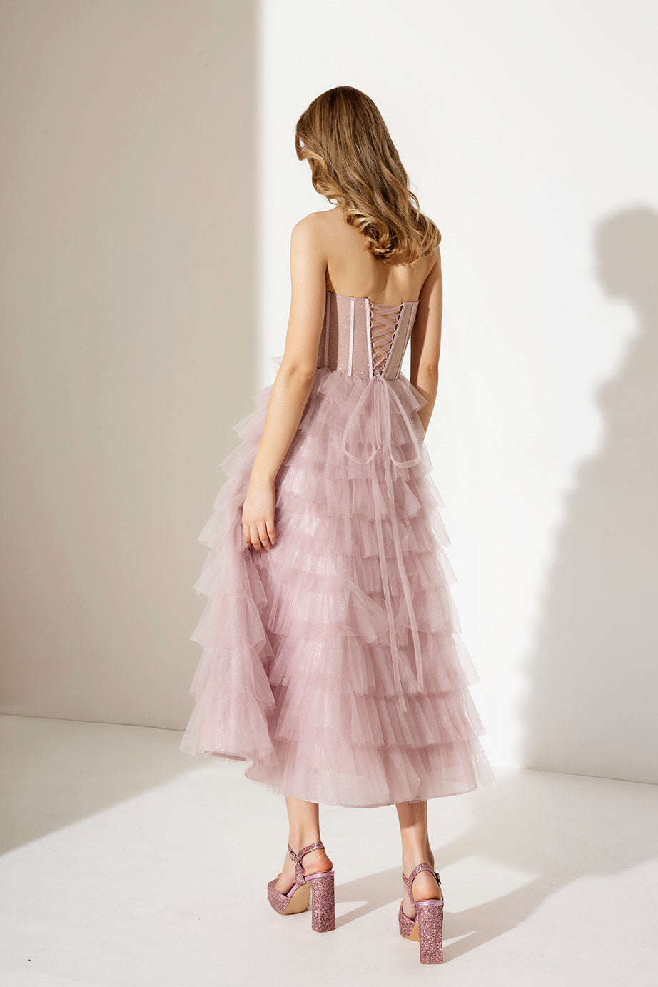 abito elegante in tulle A4210 DUSTY PINK ALLURE 