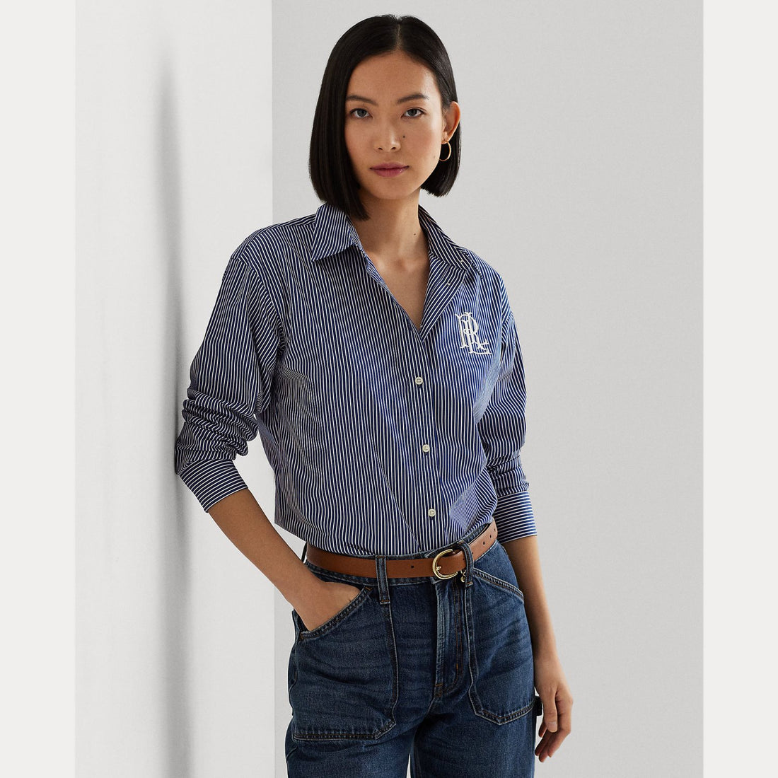 camicia a righe con logo 200-928499 002 LAUREN RALPH LAUREN 