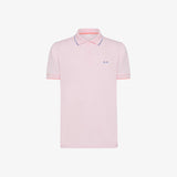 SUN68 Polo in piquet con logo Rosa