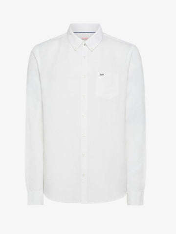 camicia lino con logo ricamato S34103 31 SUN68 