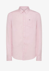 SUN68 camicia lino con logo ricamato Rosa
