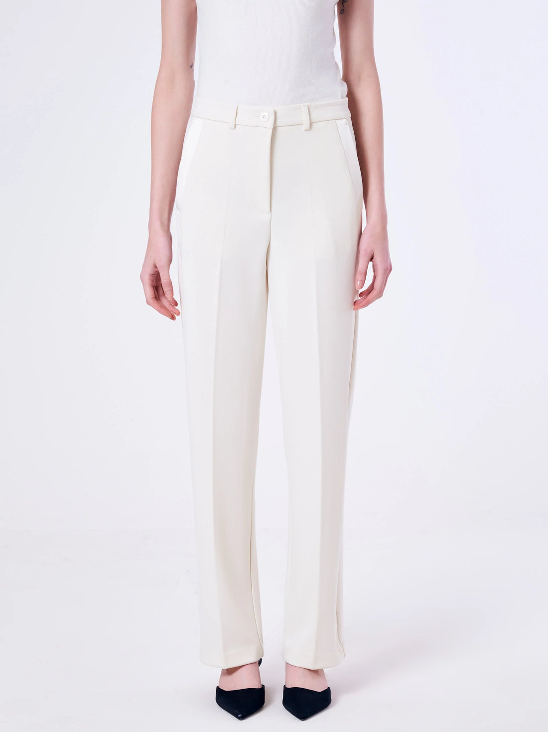 pantalone con banda laterale TB0048 BIANCO VICOLO 