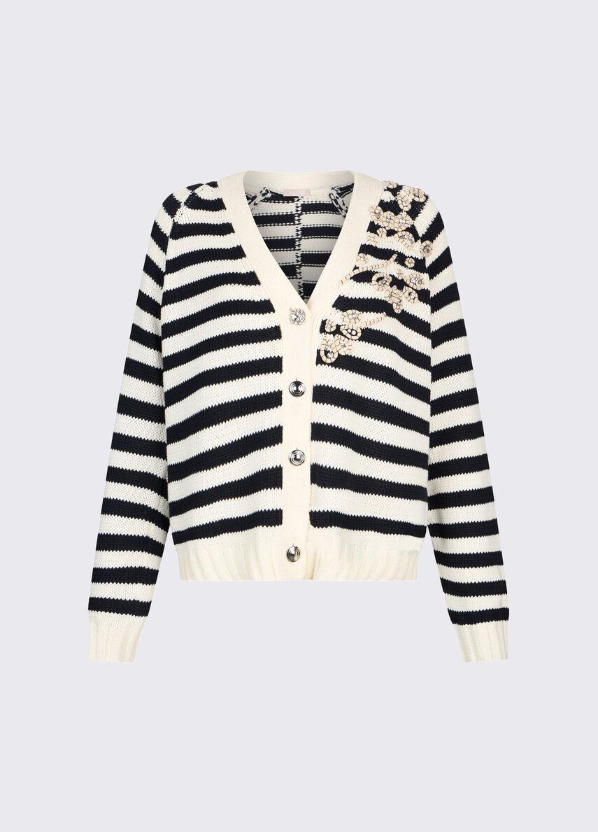 cardigan con ricamo gioiello WA6220MA07Q C3915 LIU JO WHITE 