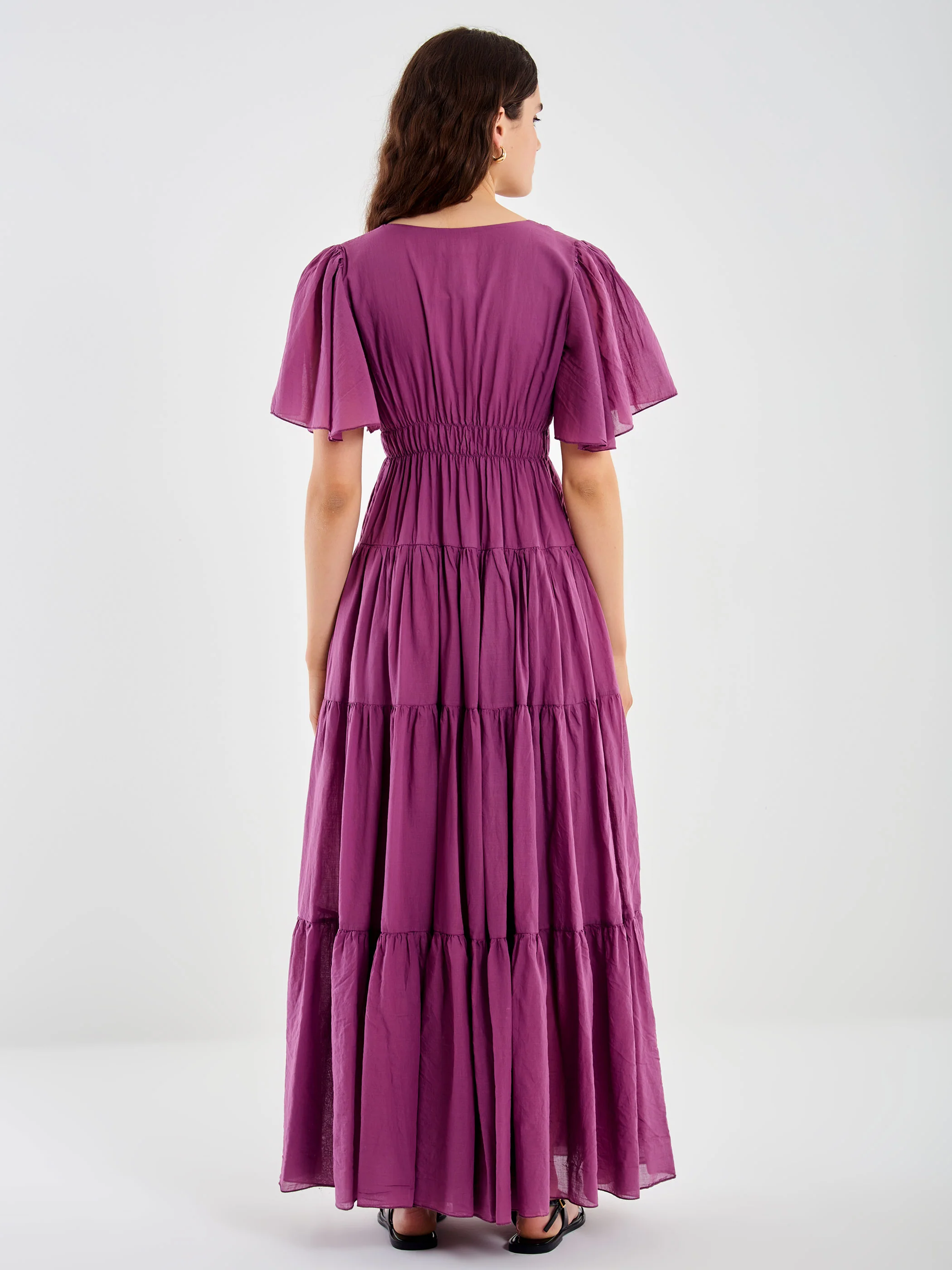 abito lungo a balze TD2470 VIOLA VICOLO 