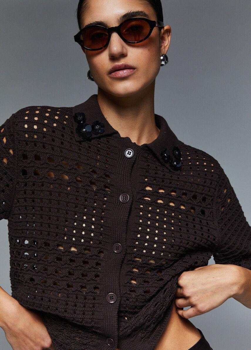 cardigan in crochet WA6325MA79R 91109 LIU JO WHITE 