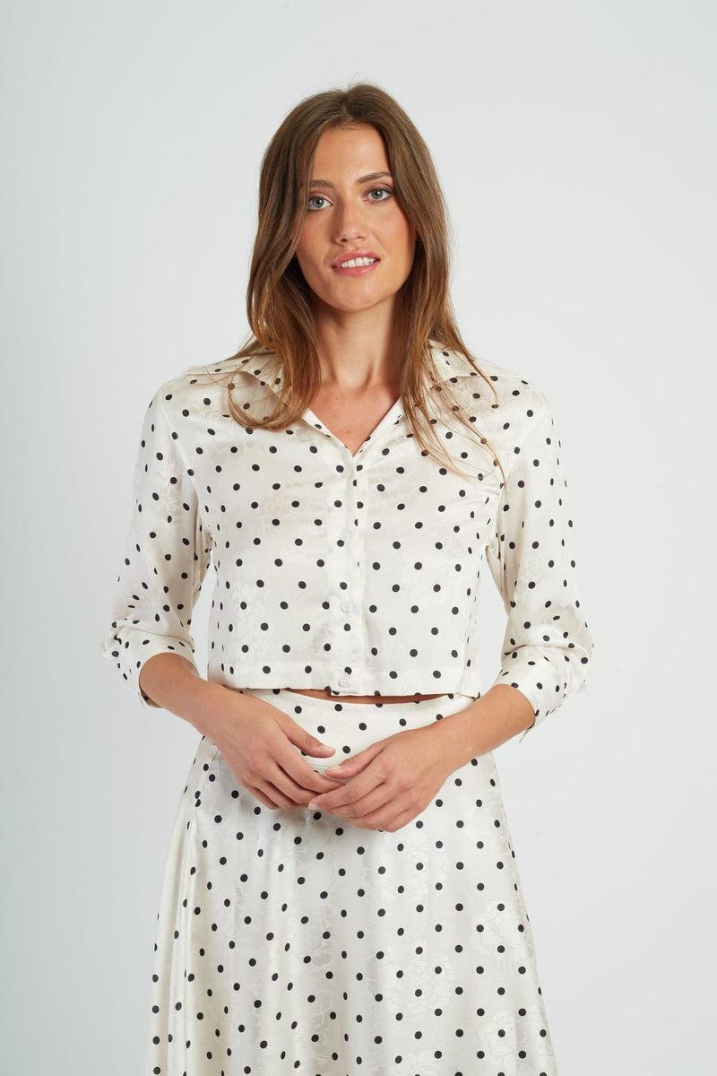 camicia corta in raso P620003 ADELE ECRU DERHY 