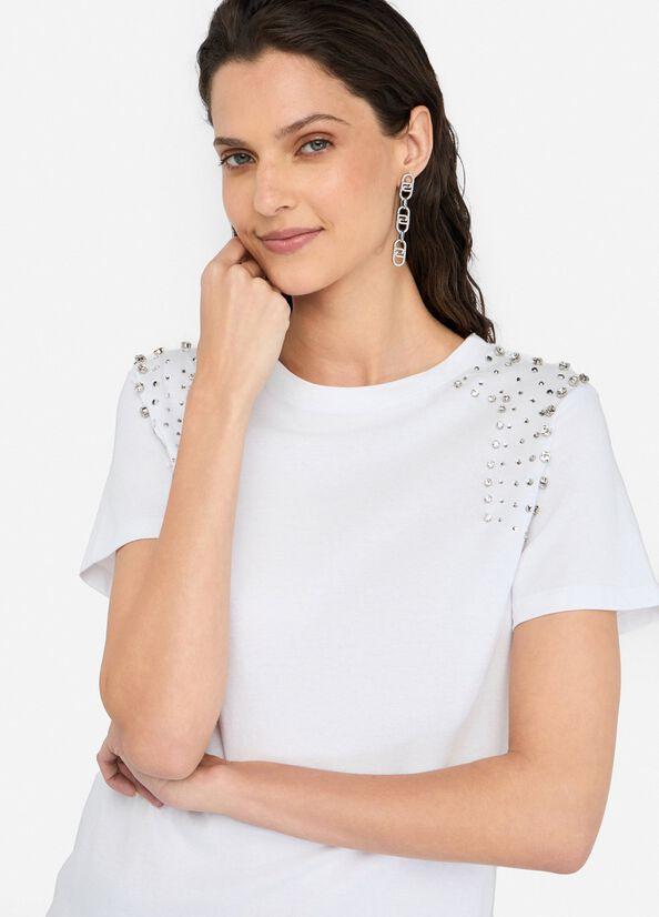 t-shirt ricamo gioiello MF5344J6308 11110 LIU JO WHITE 