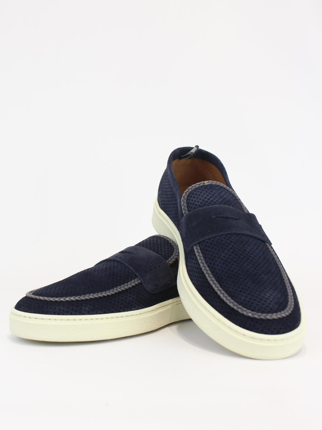 Mocassino in suede traforato 1055 FLORENCE BLU ROSSI 