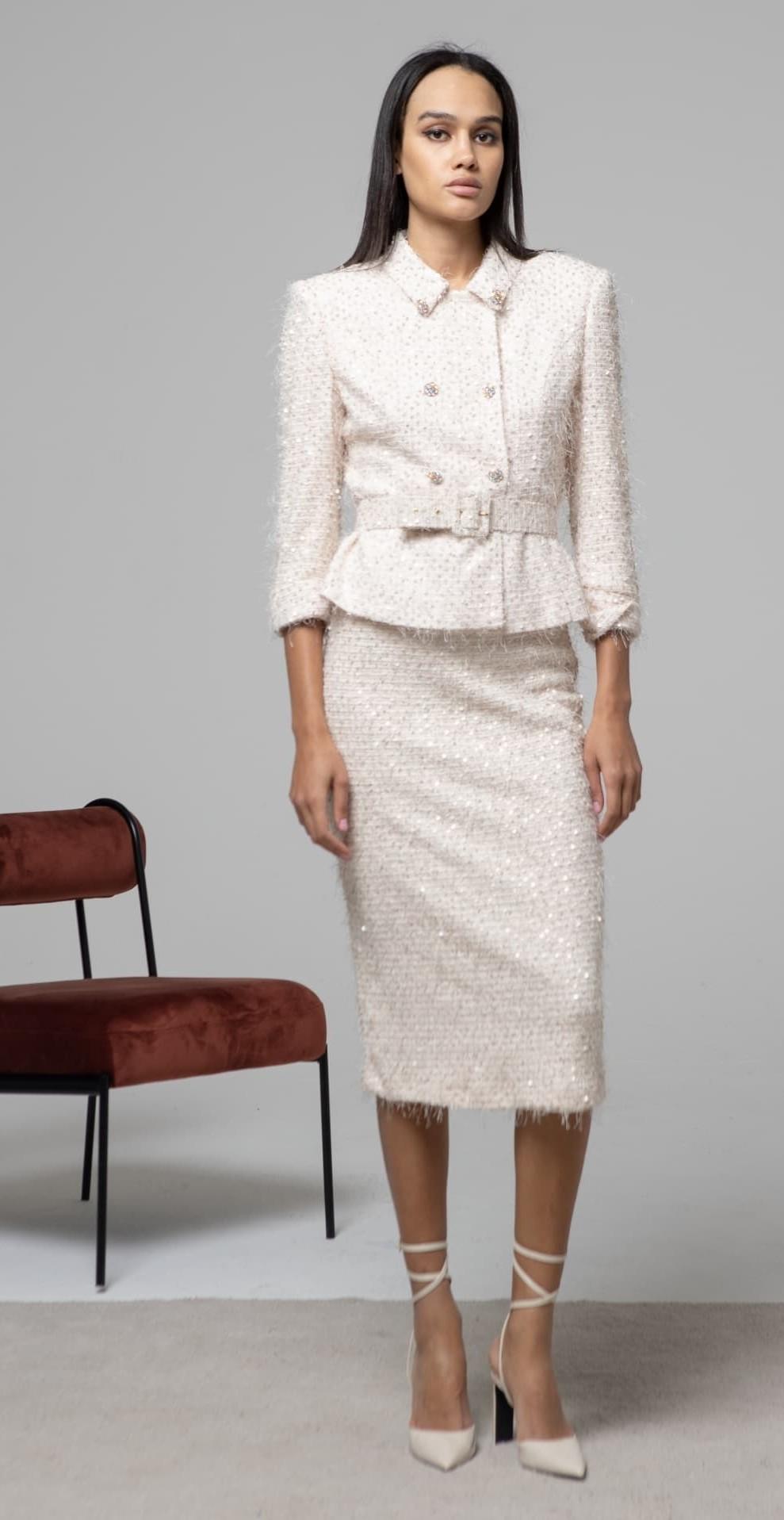 giacca blazer con cinta H.J1211.4460 CREMA HANITA 
