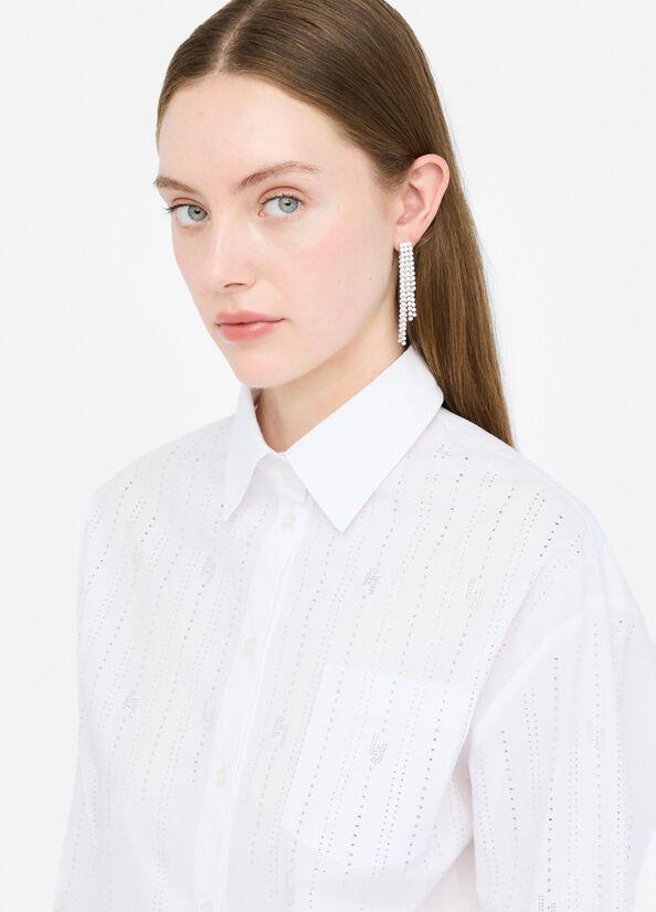camicia in cotone con strass UF5240T039A M9725 LIU JO DENIM 