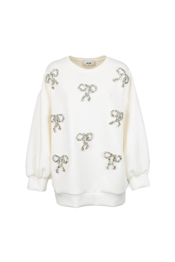 felpa con fiocchi strass NOGARA 734W5D7 BIANCO ODI' ODI' 