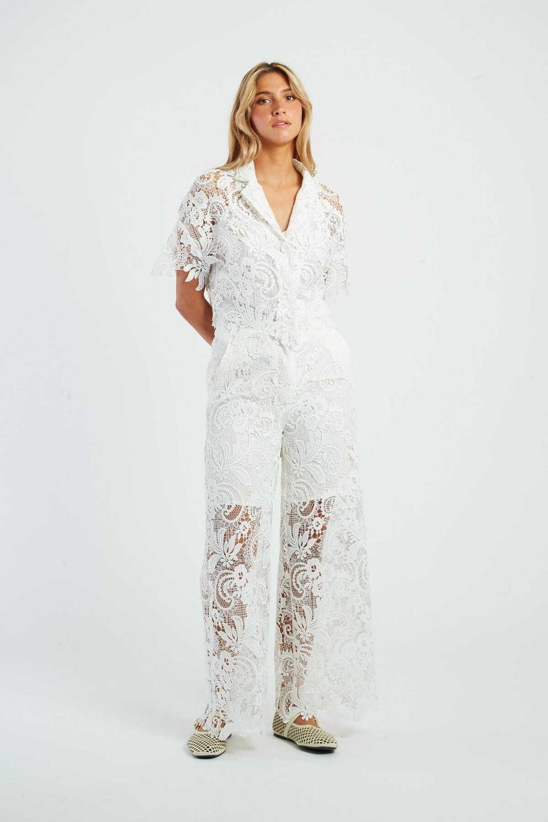 camicetta corta in pizzo P620007 AERIS 2 BLANC DERHY 