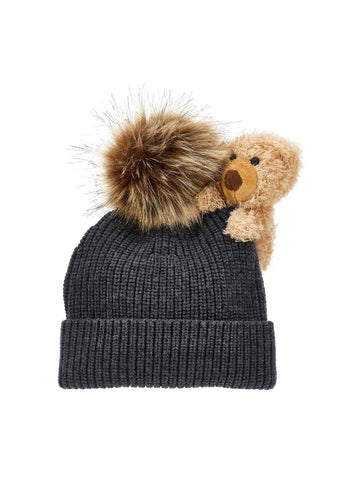 cappello con pompon e orsetto 19F005 6063 0031 MONNALISA 