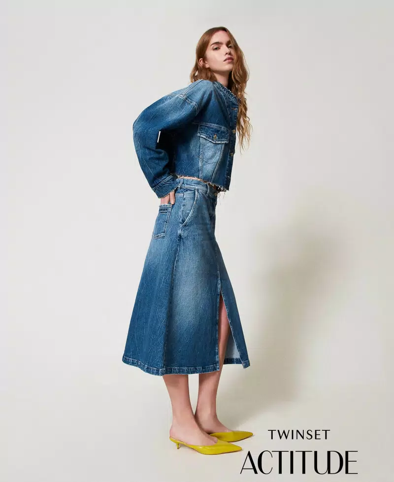 gonna longuette in denim 251AP2383 11453 TWINSET ACTITUDE 