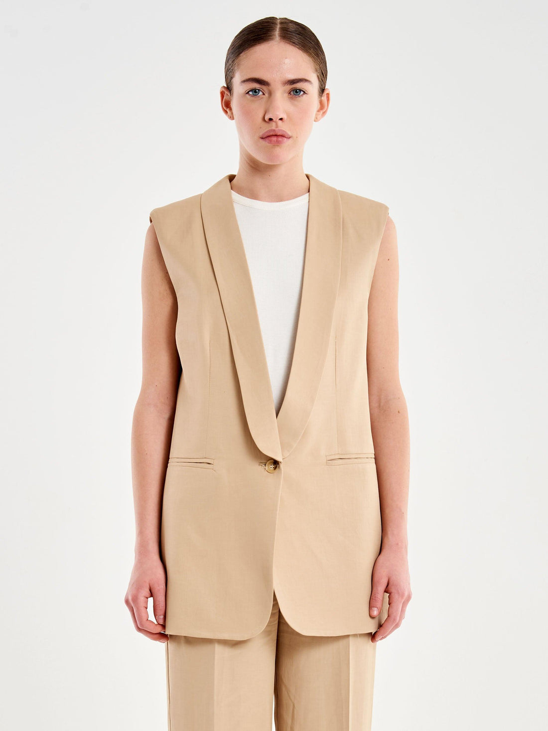 Gilet smanicato con revers TAB 0243 BEIGE VICOLO 