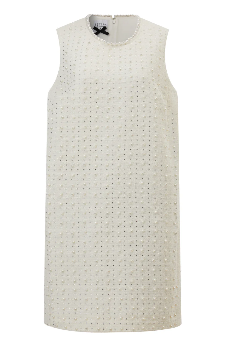 abito con perle e cristalli 080420/836 IVORY EDWARD ACHOUR PARIS 