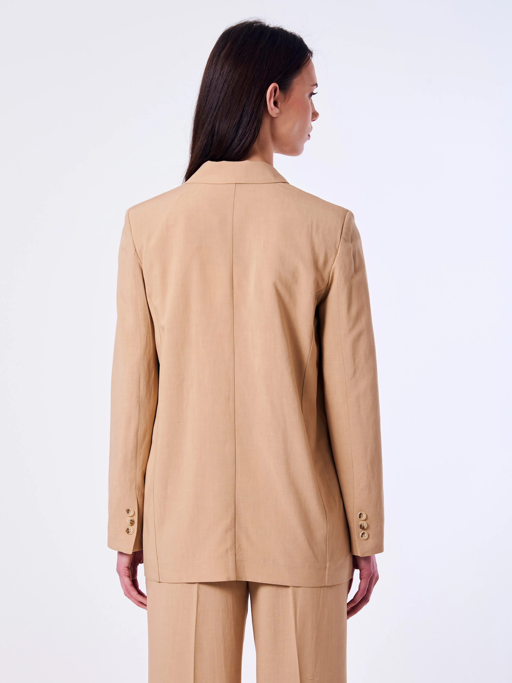 blazer doppiopetto in misto lino TB1567 BEIGE VICOLO 