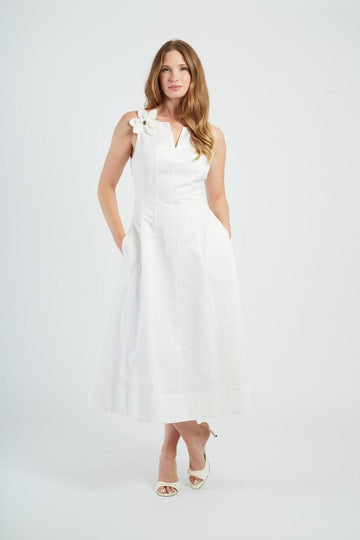 abito con applicazione P615069 GWENOLA BLANC DERHY 