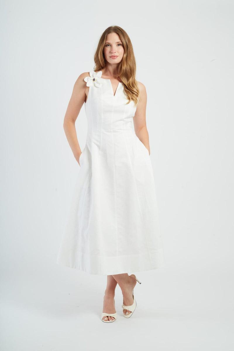 abito con applicazione P615069 GWENOLA BLANC DERHY 