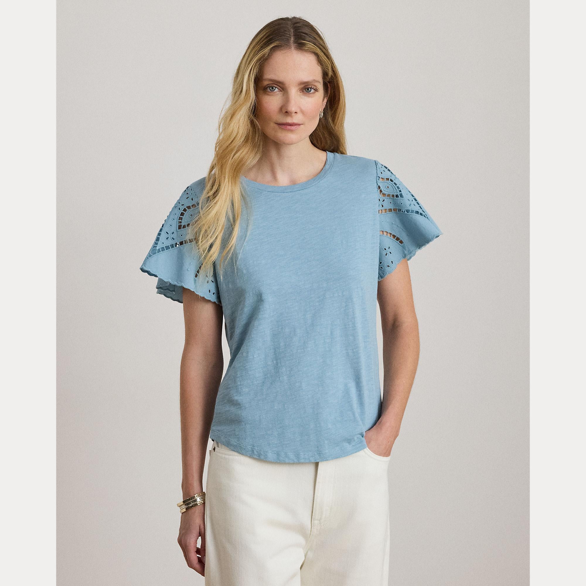 t-shirt traforato broadcloth 200-P09104 001 LAUREN RALPH LAUREN 