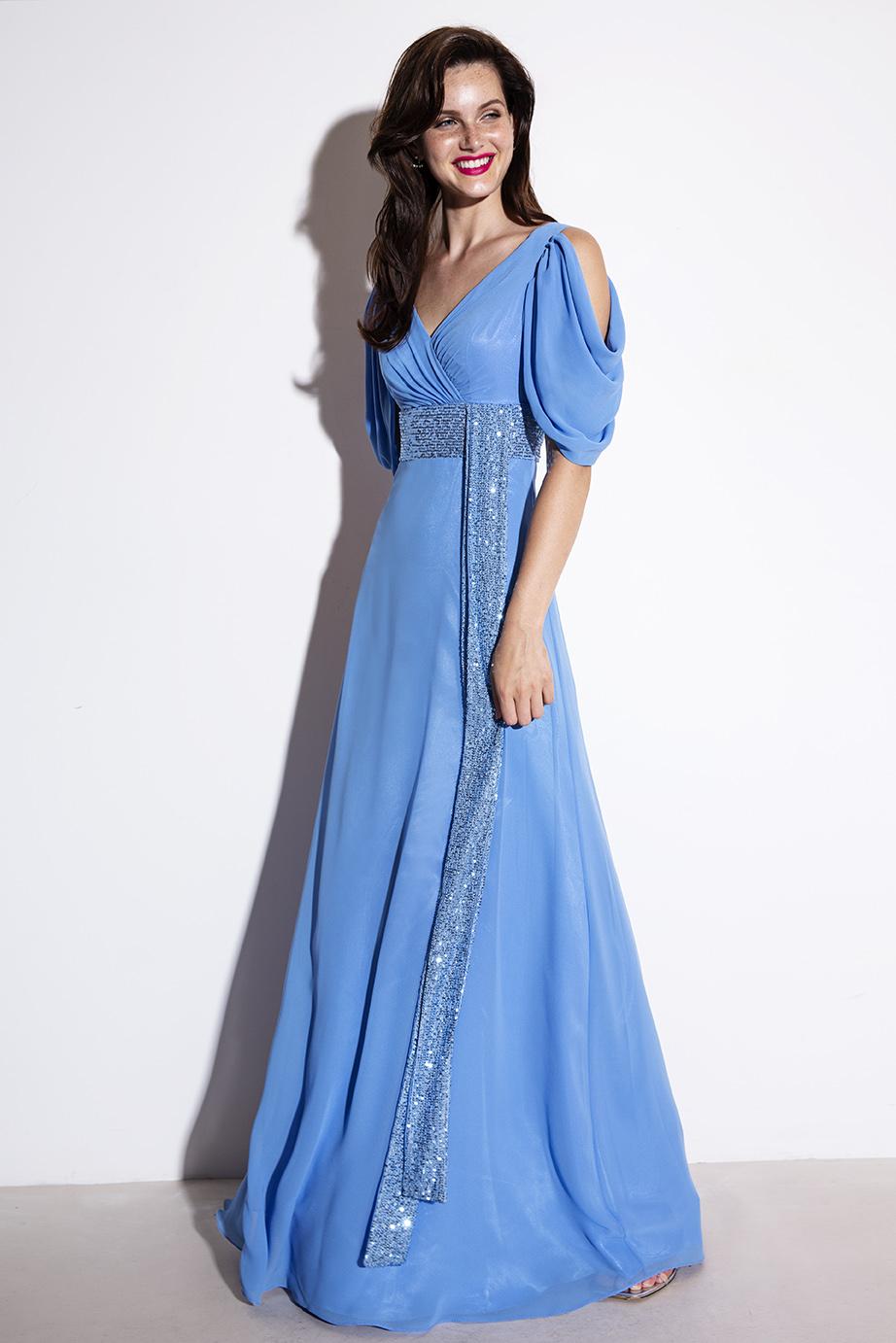 abito con scollo incrociato A4186 BLUE ALLURE 