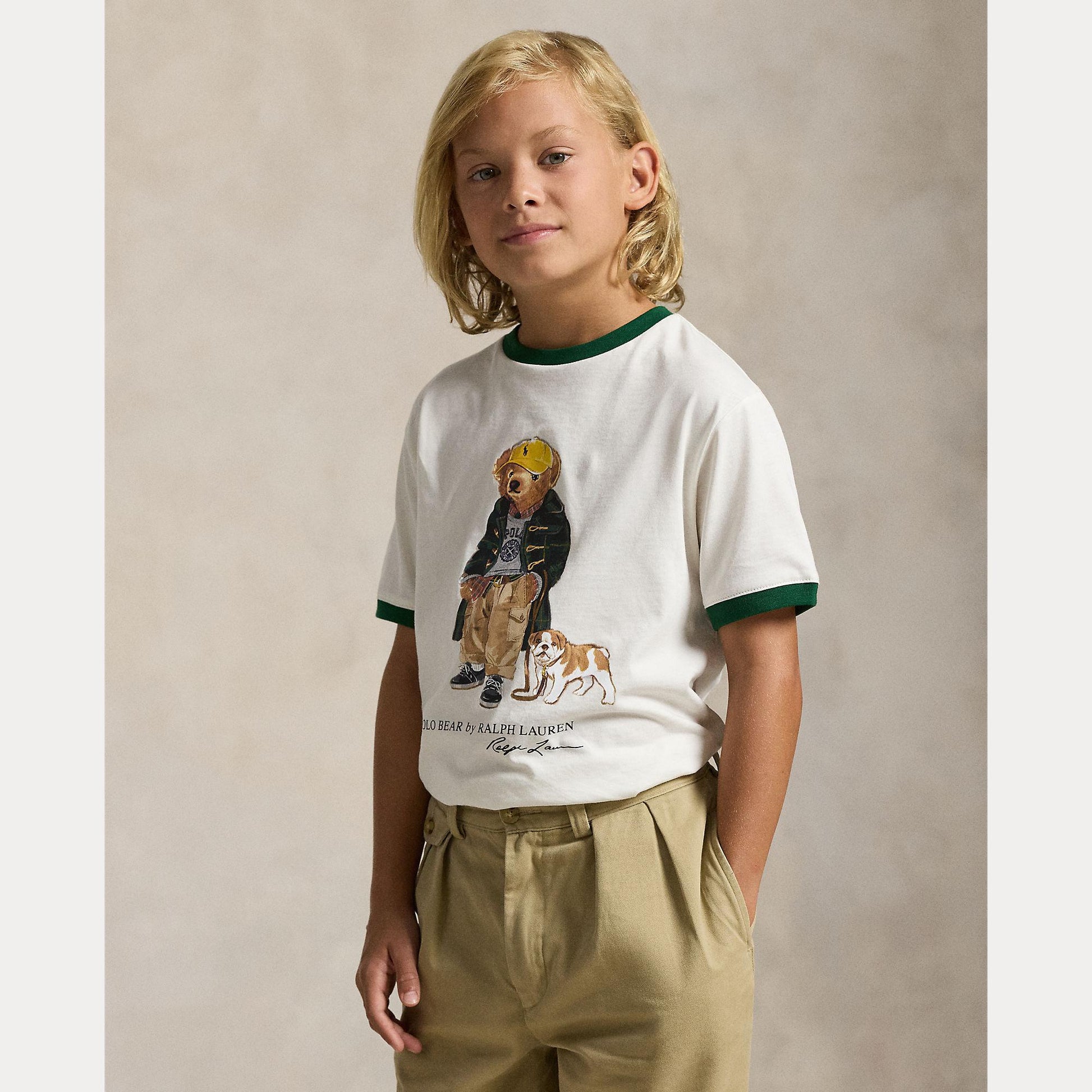 t-shirt con contrasti e orsetto 323-979494 001 RALPH LAUREN POLO 