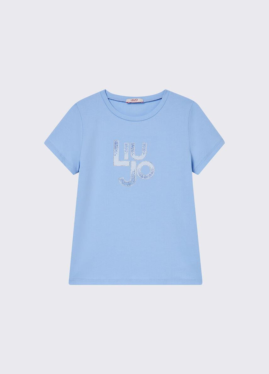 t-shirt con logo e strass GA6167JS003 44121 LIU JO JUNIOR 
