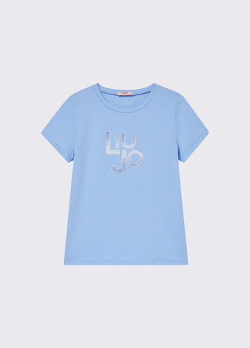t-shirt con logo e strass GA6167JS003 44121 LIU JO JUNIOR 