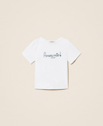 t-shirt con scritta 261GB2181 13368 TWINSET GIRL 