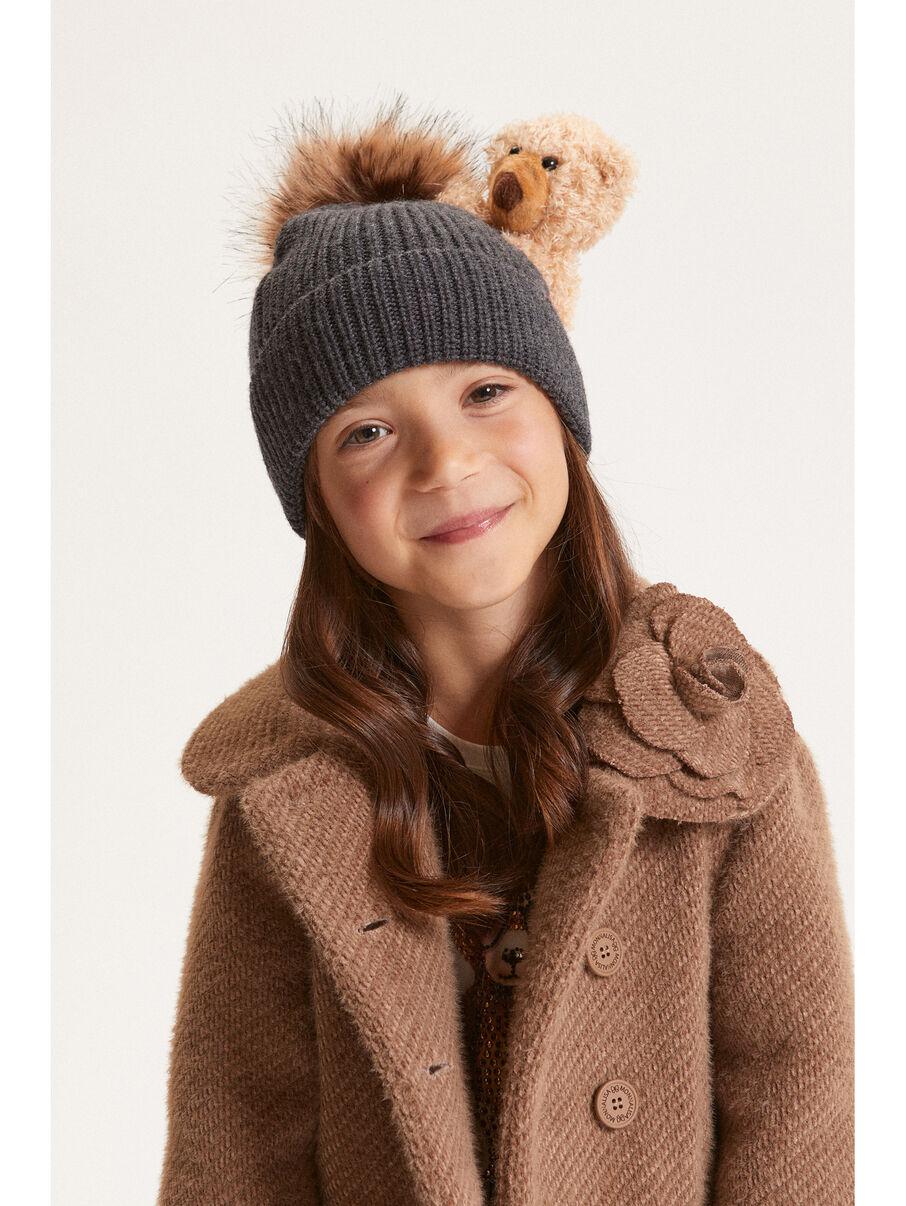 cappello con pompon e orsetto 19F005 6063 0031 MONNALISA 
