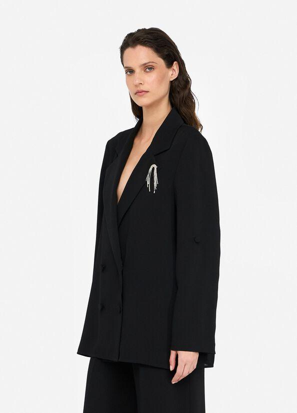 blazer in envers satin CF5127TS111 22222 LIU JO BLACK 