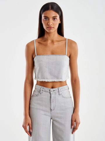 top in denim sfrangiato DD5010 GRIGIO VICOLO 