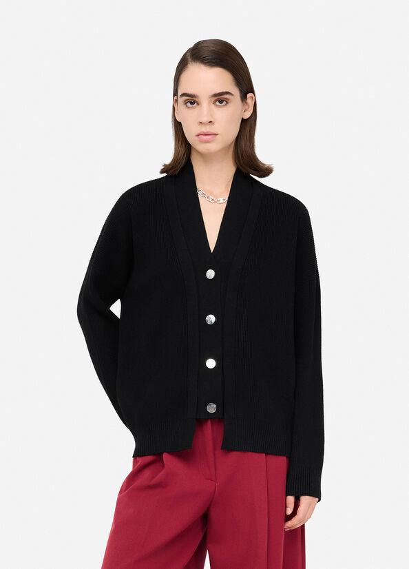 cardigan con scollo a V MF5397MS99E 22222 LIU JO WHITE 