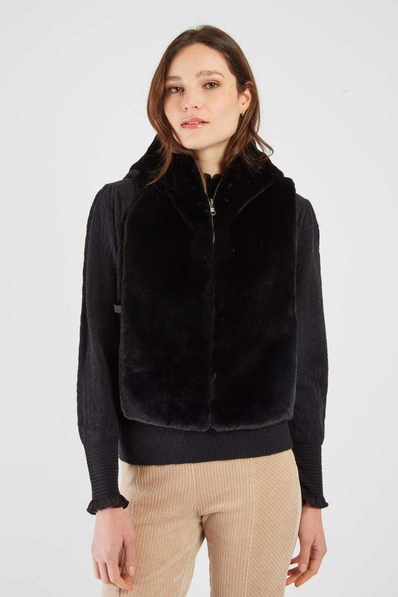 piumino corto con cappuccio A593007 NOIR DERHY 