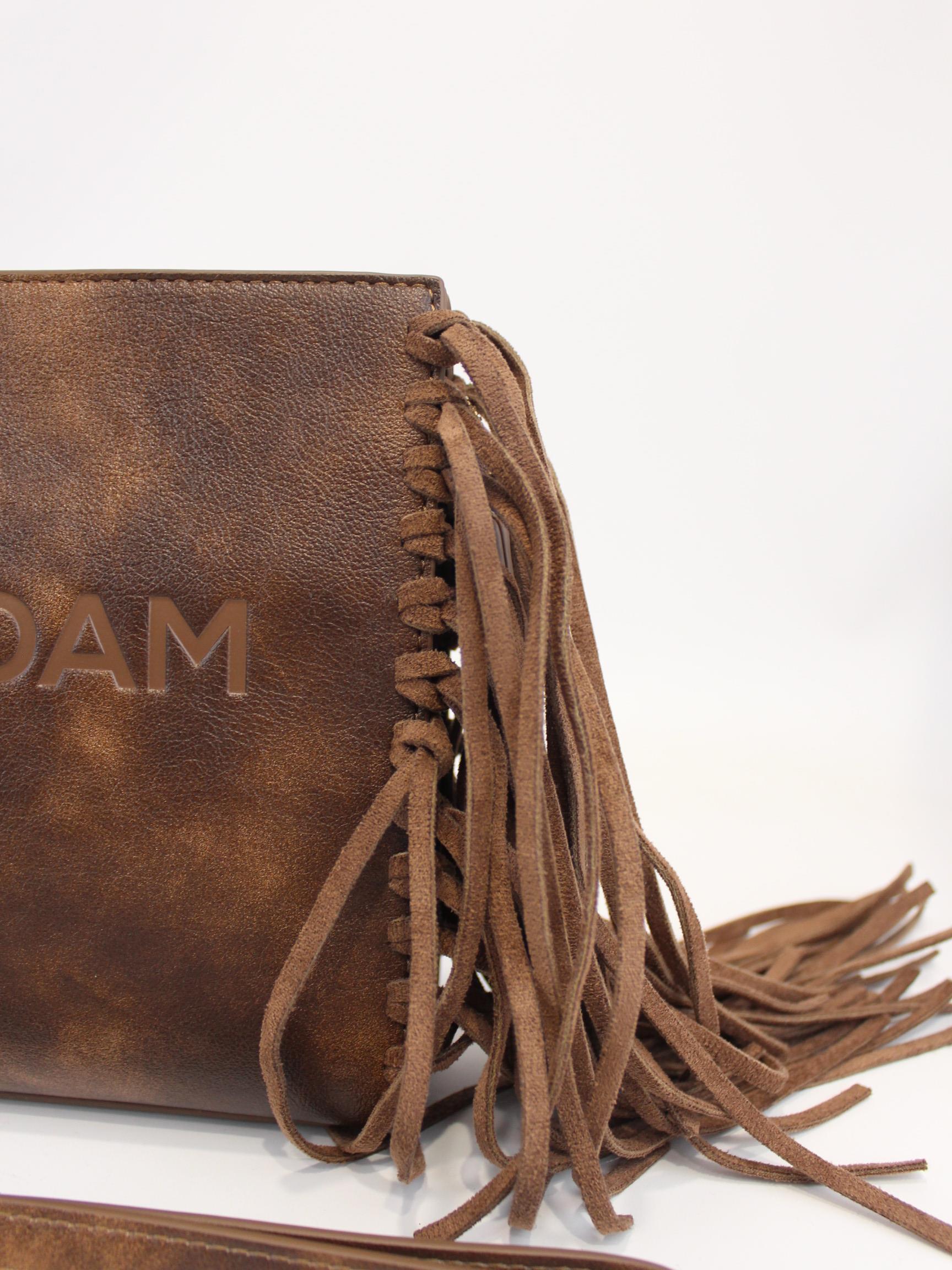 texas clutch con frange 1479 VINTAGE BROWN RUE MADAM PARIS 