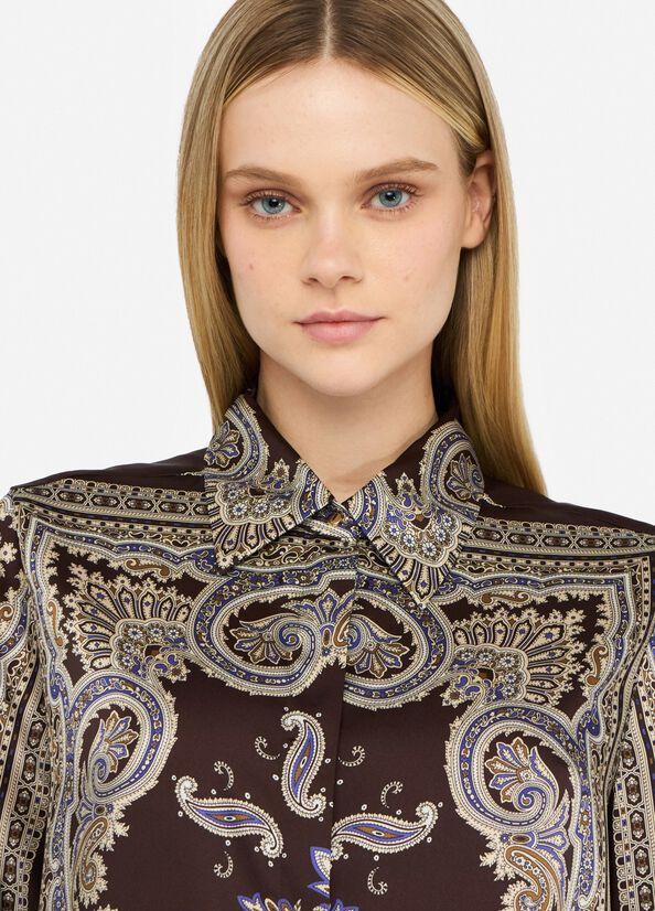 camicia in twill stampatto MF5393TS117 P9141 LIU JO WHITE 