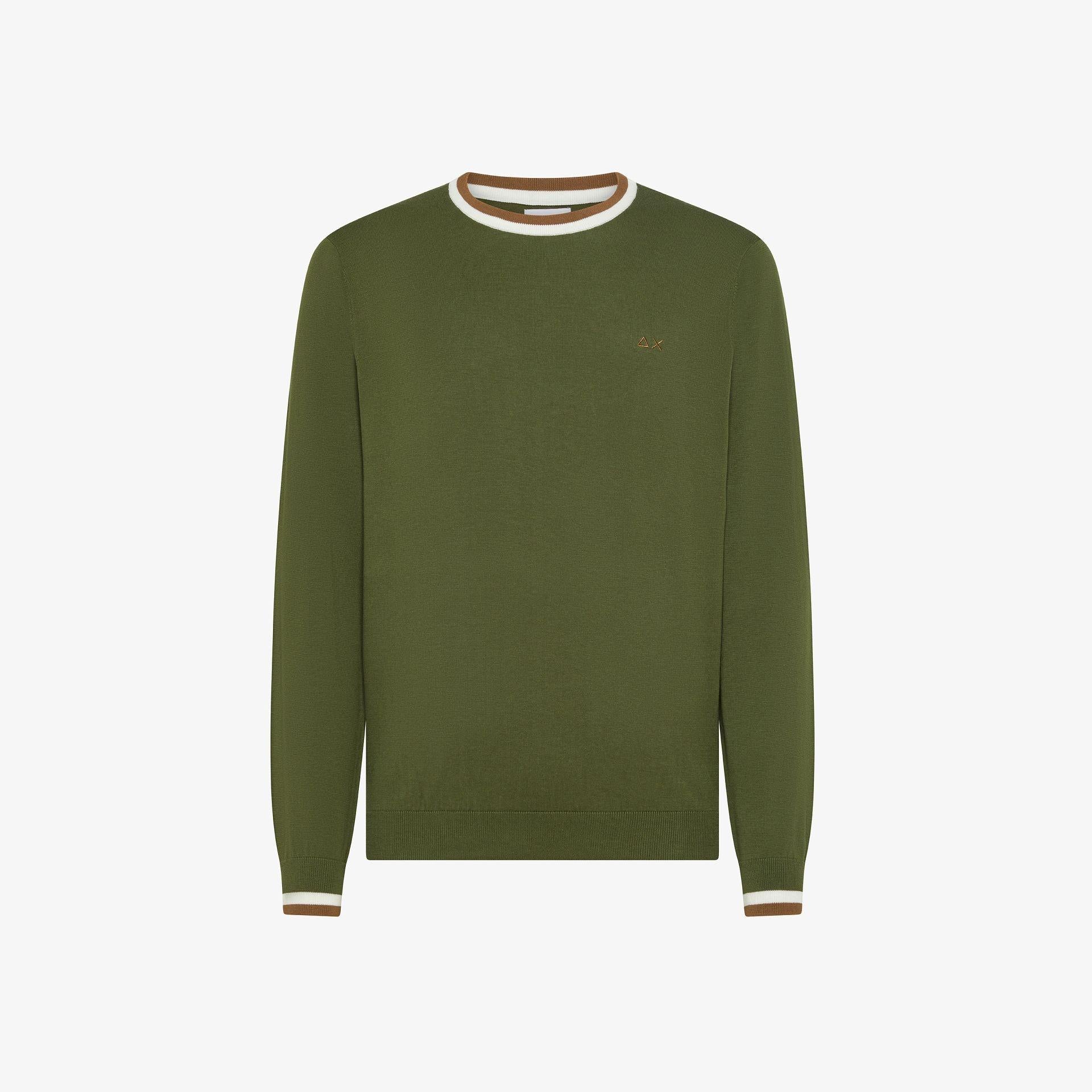 Maglione con collo contrasto K36112 VERDE SUN68 