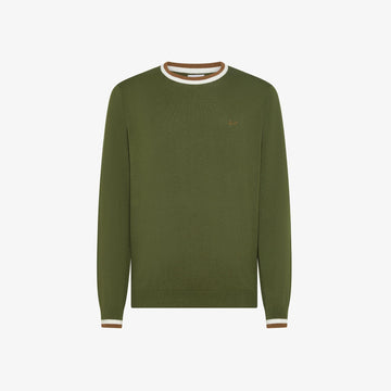 Maglione con collo contrasto K36112 VERDE SUN68 