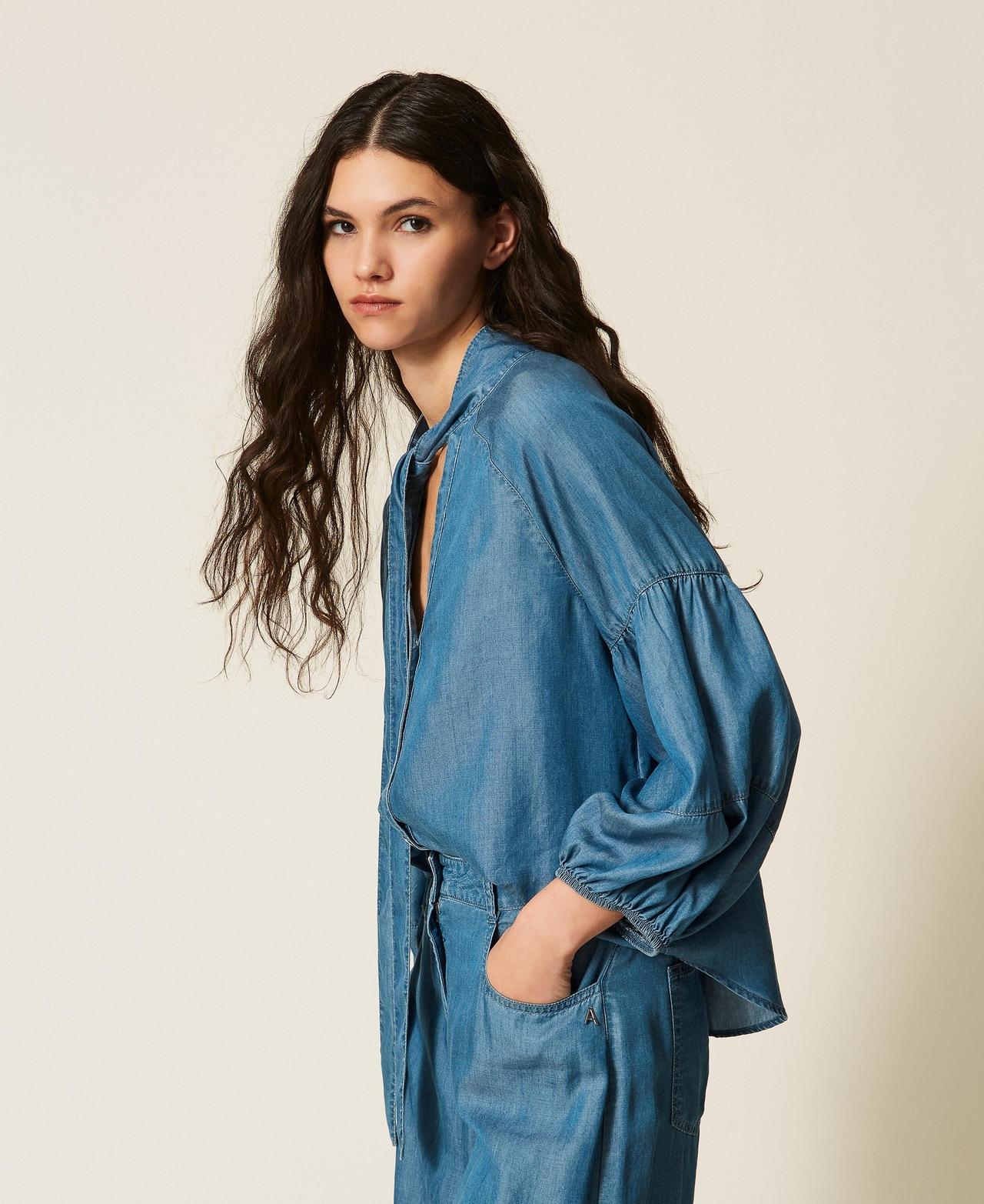 camicia jeans con fiocco 261AT2054 07283 TWINSET ACTITUDE 