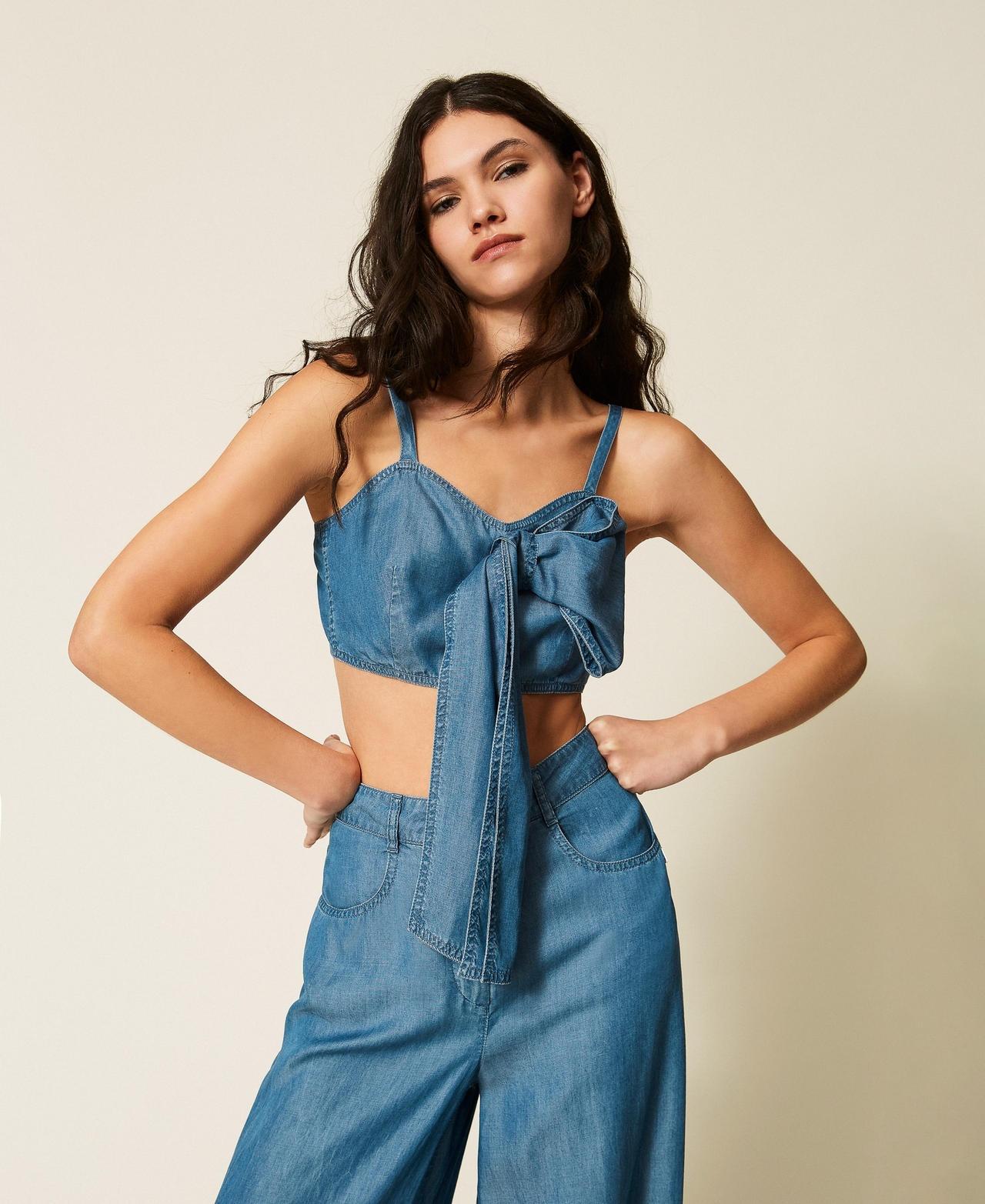 top in jeans con fiocco 261AT2050 07283 TWINSET ACTITUDE 