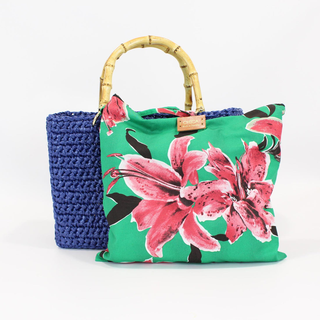 Borsa con manici in bambù BIANCANEVE BLU2 CHICA 