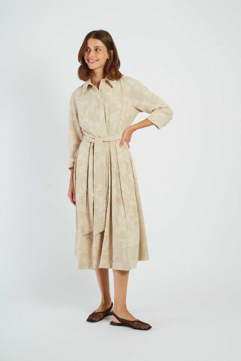 abito maniche a tre quarti P615036 GIOCONDA BEIGE DERHY 