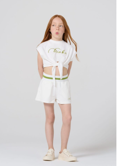 t-shirt con nodo e logo KFTS042 CJEO17 0991 PINKO 