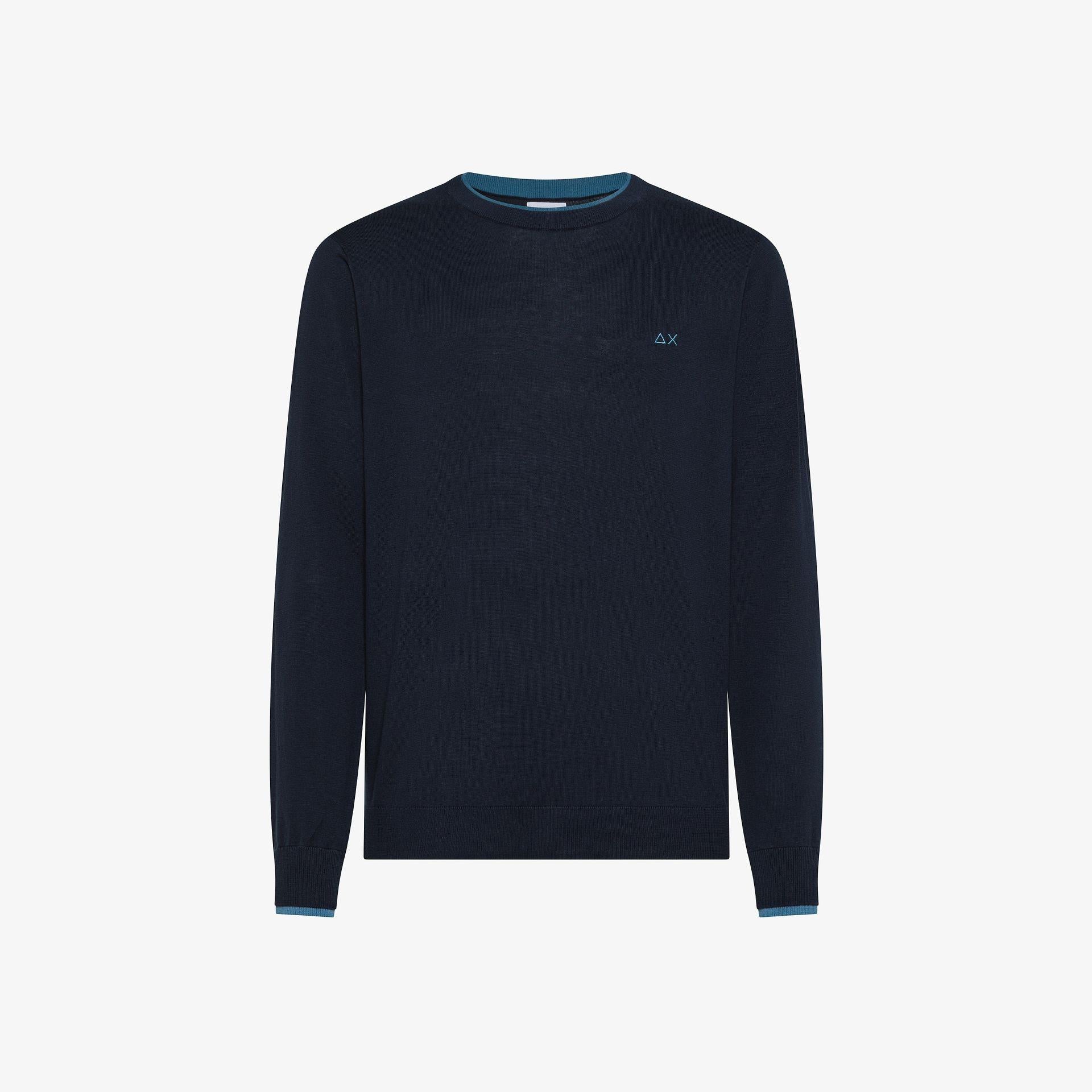 maglione con doppia striscia K36109 NAVY BLUE SUN68 