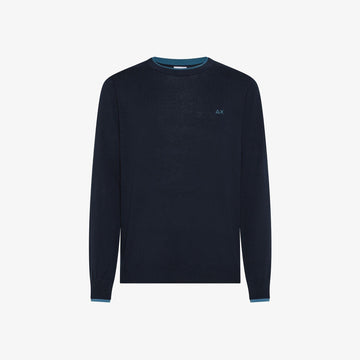 maglione con doppia striscia K36109 NAVY BLUE SUN68 